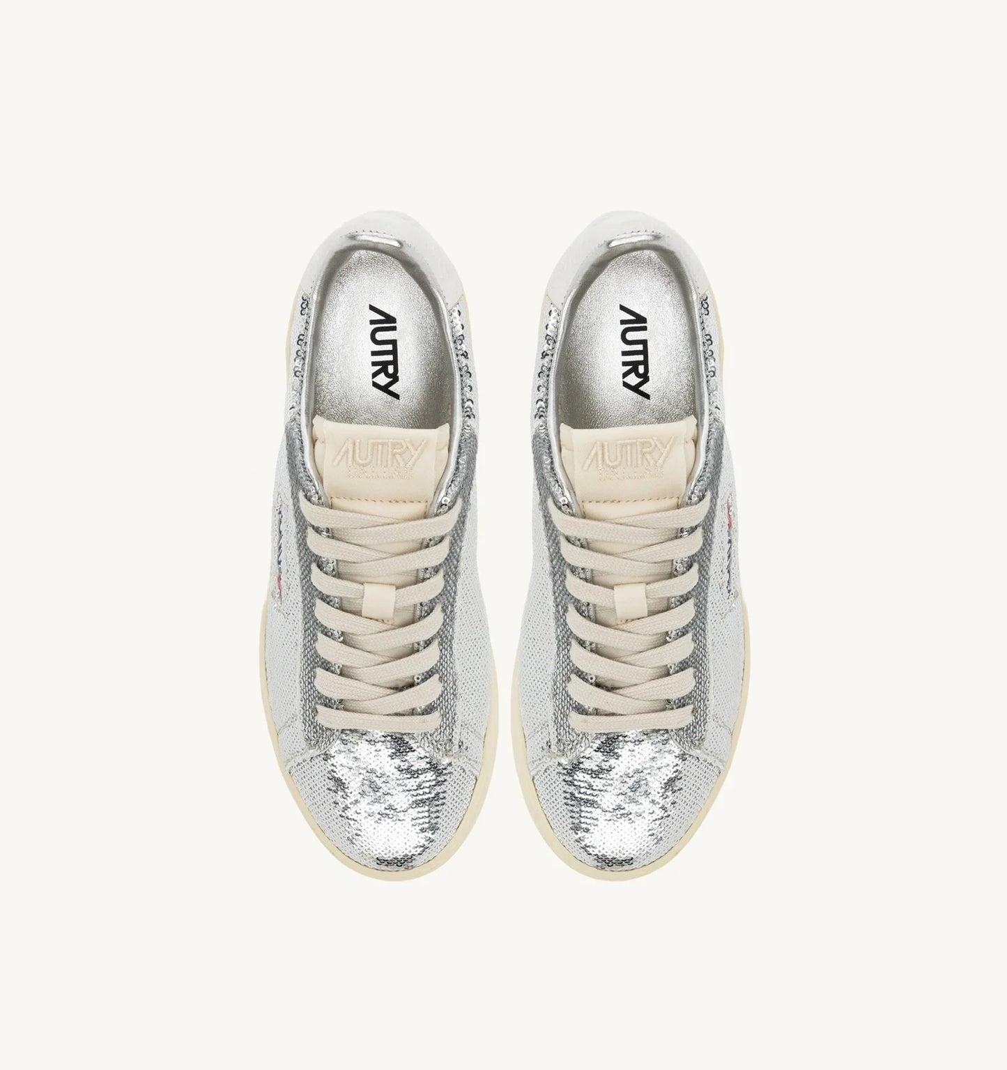 Dallas Low 'Sparkling' Sneakrers In Silver And White Sequins