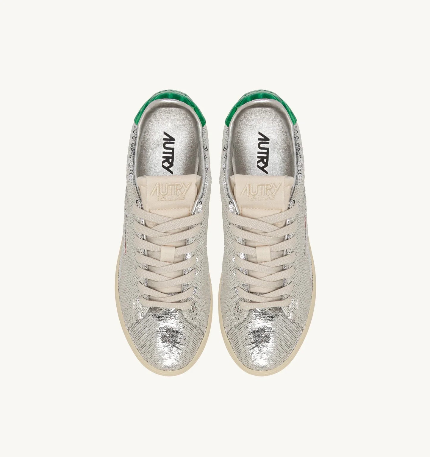 Dallas Low 'Sparkling' Sneakrers In Silver And Green Sequins