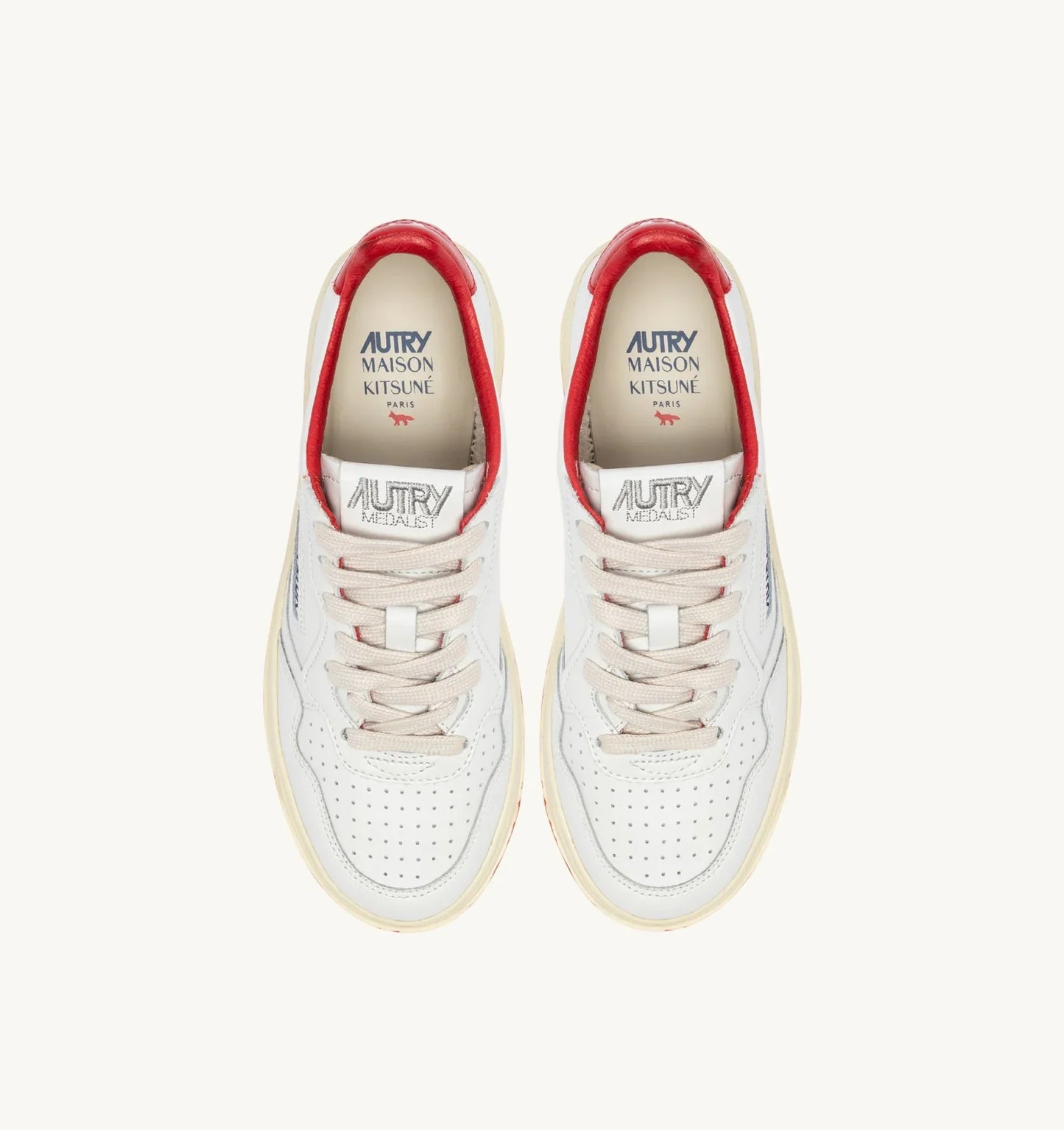 Medalist Low Men 'Maison Kistune' Sneakers In White And Clay Red Leather
